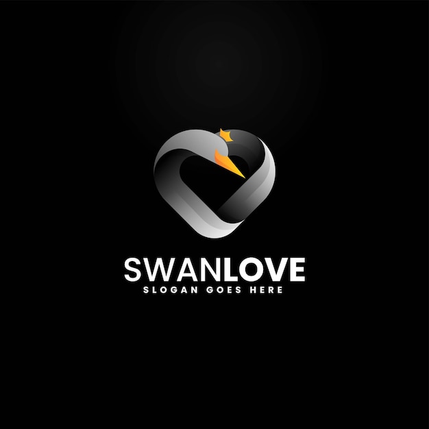 Vector logo illustration swan love gradient colorful style