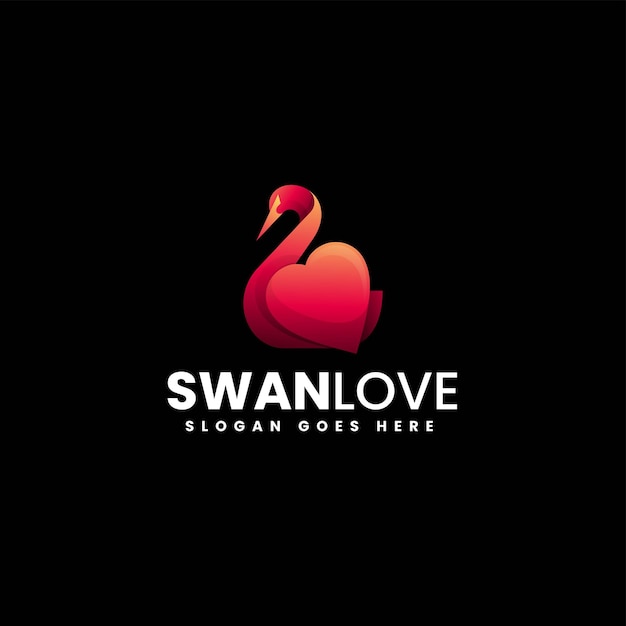 Vector logo illustration swan love gradient colorful style