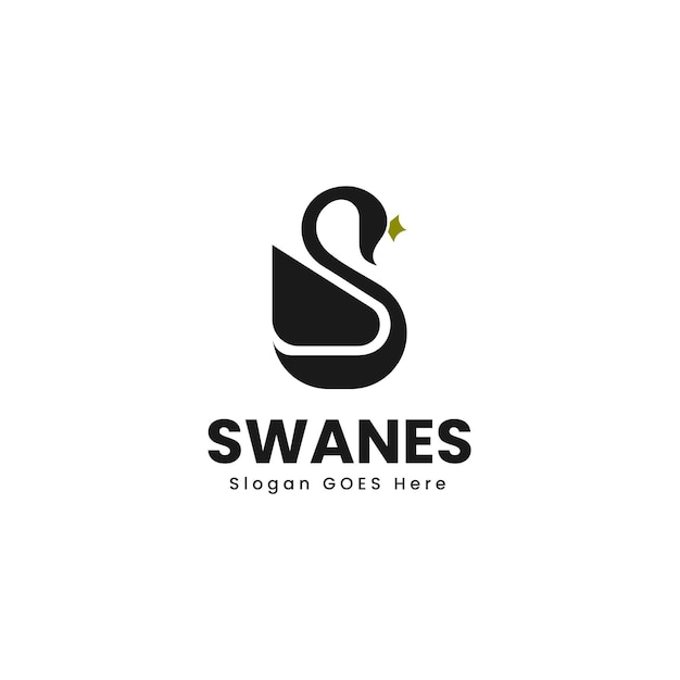 Vector Logo Illustration Swan Silhouette Style