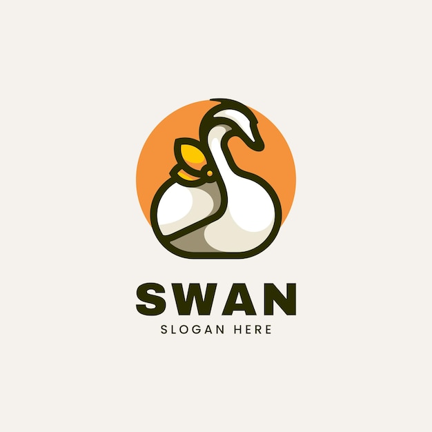 Vector logo illustration swan simple mascot style