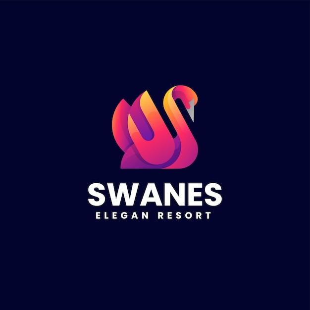 Vector Logo Illustration Swanes Gradient Colorful Style