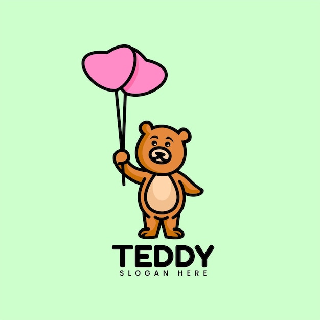Vector Logo Illustration Teddy Mascot Cartoon Style