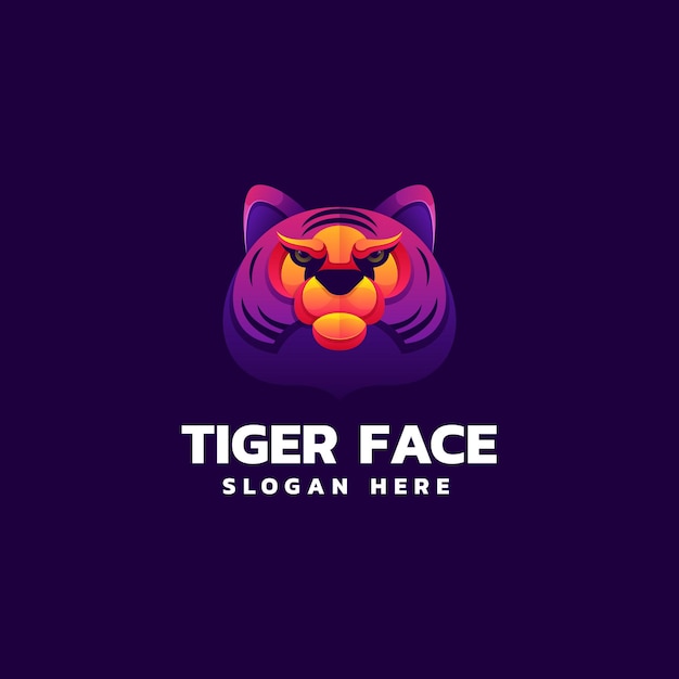 Vector vector logo illustration tiger face gradient colorful style