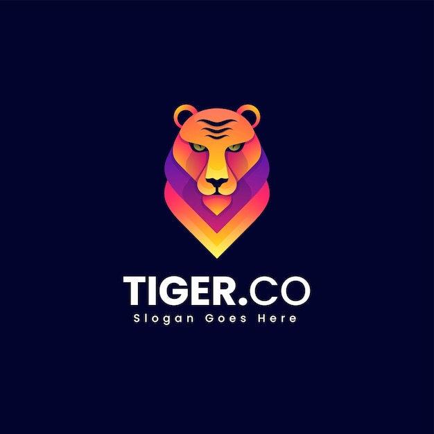 Vector Logo Illustration Tiger Gradient Colorful Style