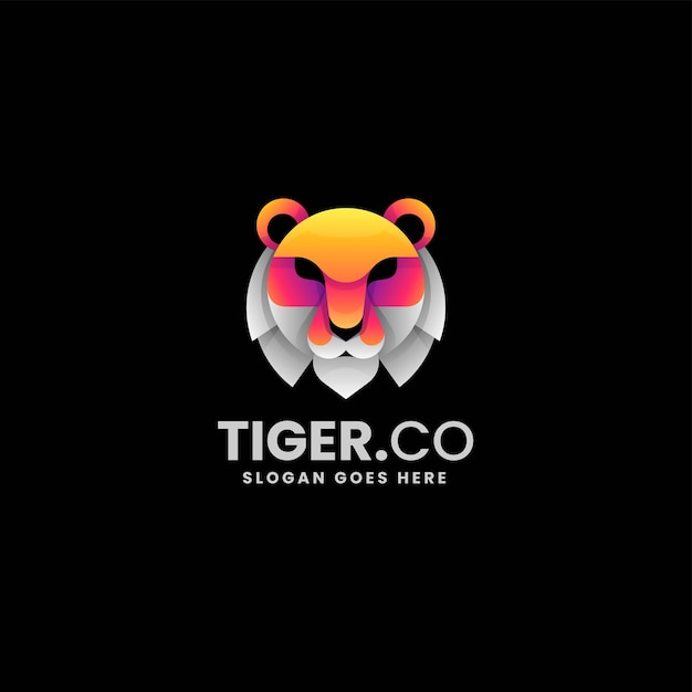 Vector Logo Illustration Tiger Gradient Colorful Style