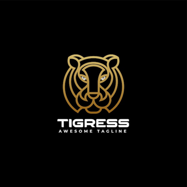 Illustrazione del logo vettoriale tiger gradient line art style