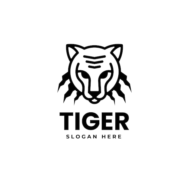 Vector logo illustration tiger line art style