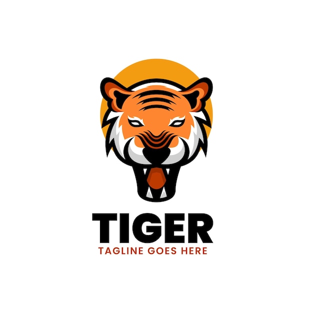 Vector Logo Illustration Tiger Simple Mascot Style