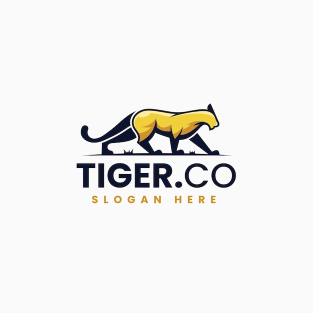 Vector Logo Illustration Tiger Simple Mascot Style