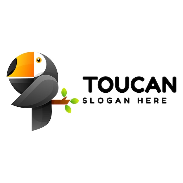 Illustrazione del logo vettoriale stile colorato sfumato tucano