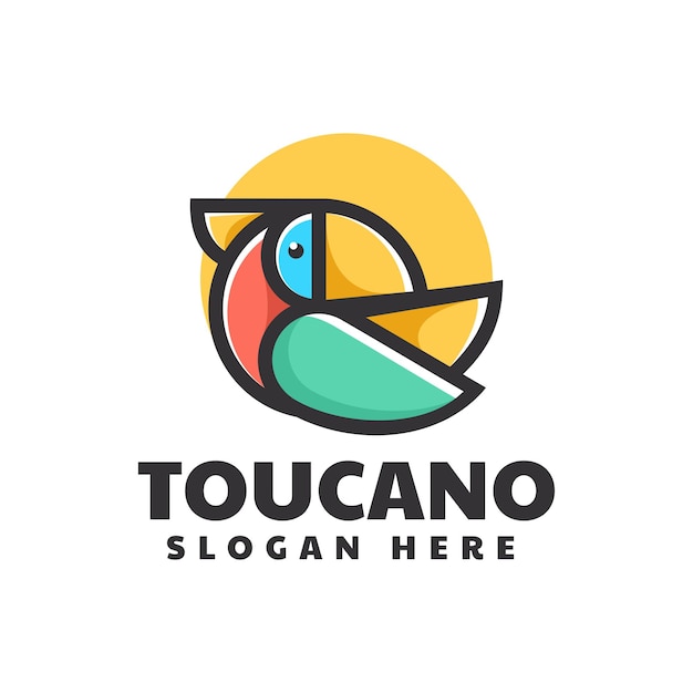 Illustrazione di logo di vettore stile semplice della mascotte del tucano