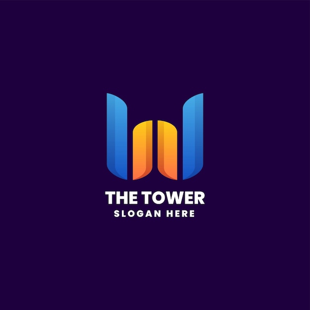 Vector Logo Illustration The Tower Gradient Colorful Style