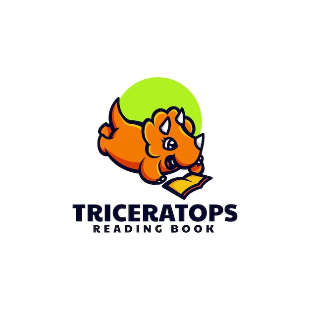 Векторная Иллюстрация Логотип Трицератопса Талисман Мультяшном Стиле
