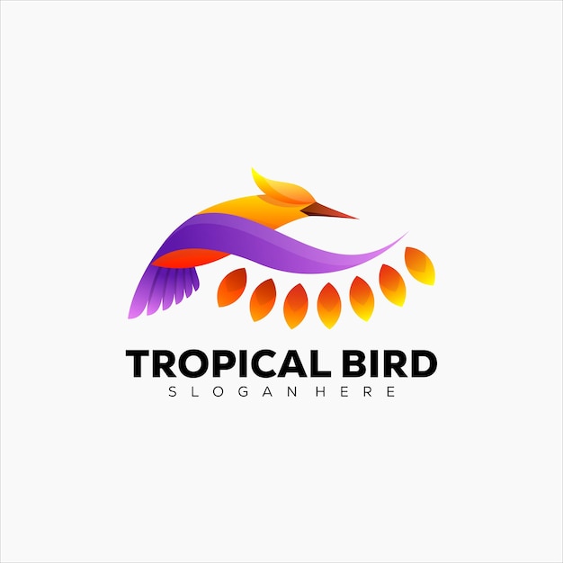 Vector logo illustration tropical bird gradient colorful