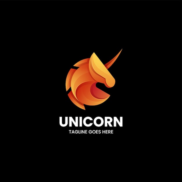 Vector logo illustration unicorn gradient colorful style