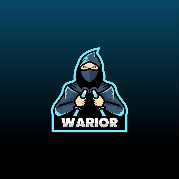 Illustrazione del logo vettoriale warrior esports e stile sportivo