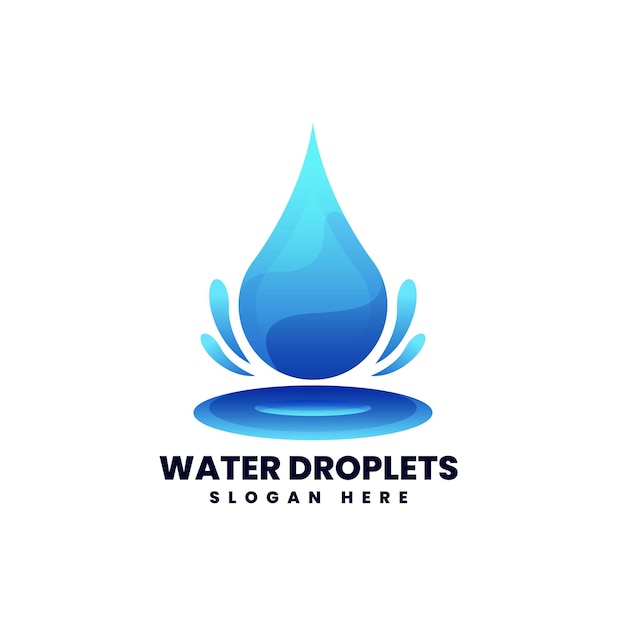 Векторная иллюстрация логотипа Капли воды градиент красочный стиль