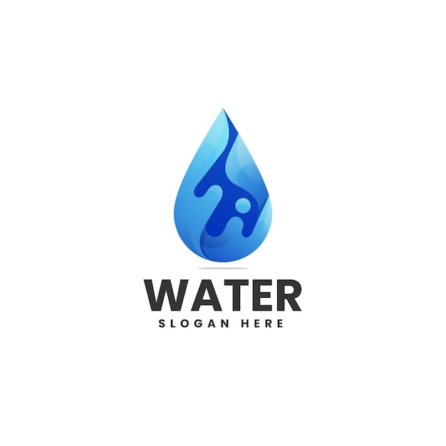 Vector logo illustration water gradient colorful style