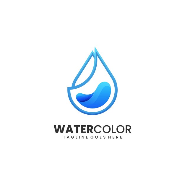 Vector Logo Illustration Water Gradient Colorful Style