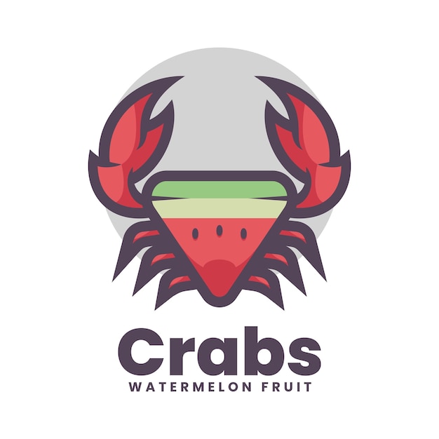 Vector vector logo illustration watermelon crab mascot cartoon style