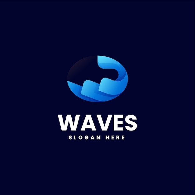 Vector Logo Illustration Waves Gradient Colorful Style