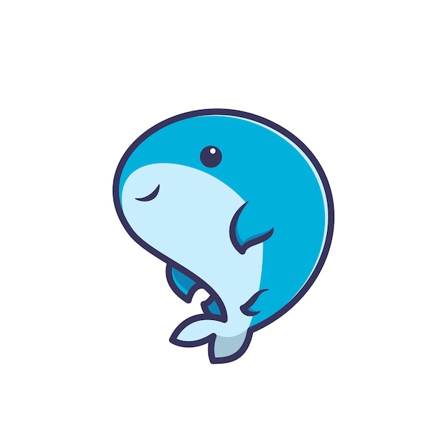 Illustrazione del logo vettoriale stile cartone animato mascotte balena