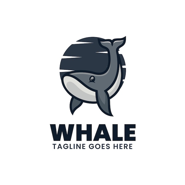 Vector Logo Illustration Whale Simple Mascot Style