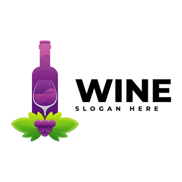 Vector logo illustration wine gradient colorful style