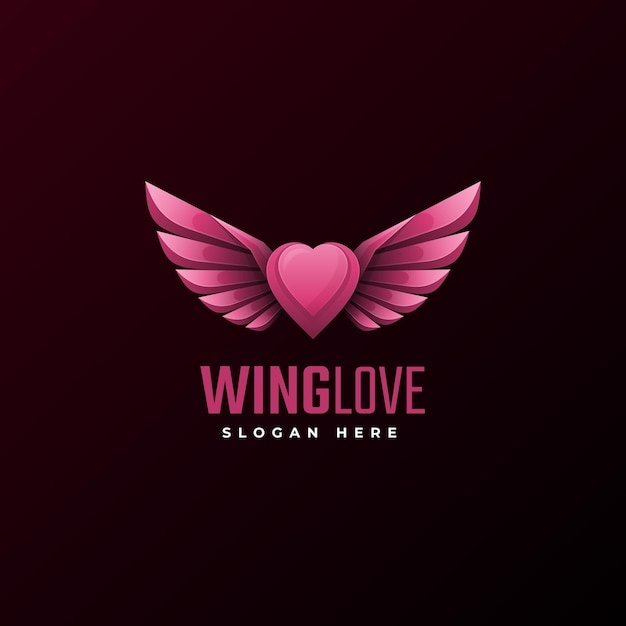 Vector Logo Illustration Wing Love Gradient Colorful Style