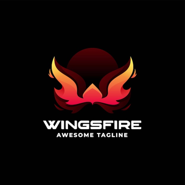 Vector Logo Illustration Wings Fire Gradient Colorful Style