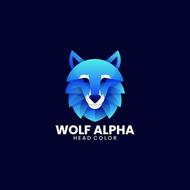 Vector Logo Illustration Wolf Alpha Gradient Colorful Style