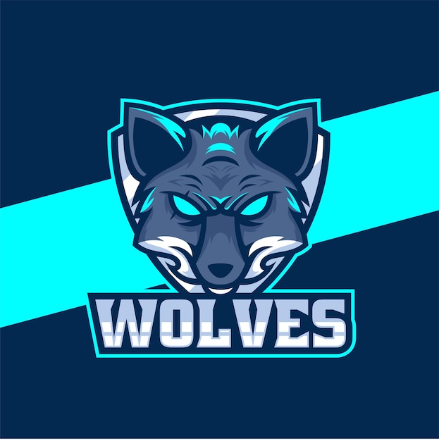 Vector logo illustration wolf e sport e sport style