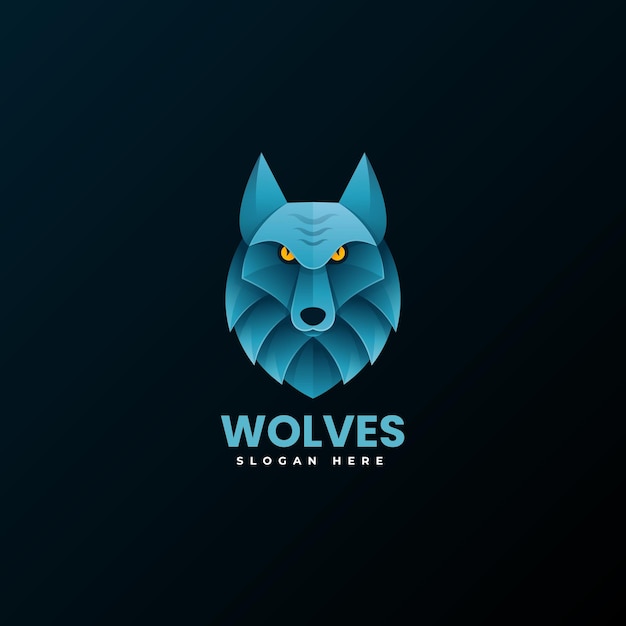 Vector logo illustration wolf gradient colorful style