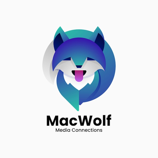 Vector logo illustration wolf gradient colorful style