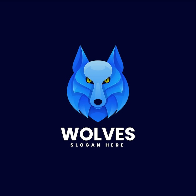 Vector Logo Illustration Wolf Gradient Colorful Style