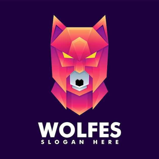 vector logo illustration wolf gradient colorful style