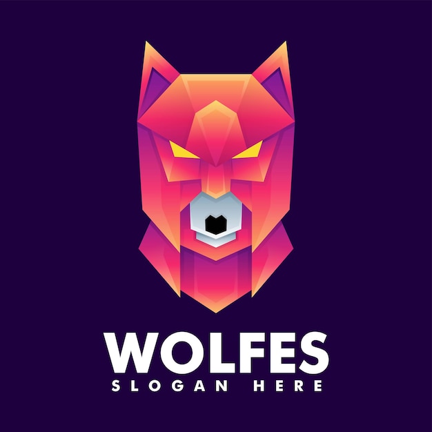 Vector logo illustration wolf gradient colorful style