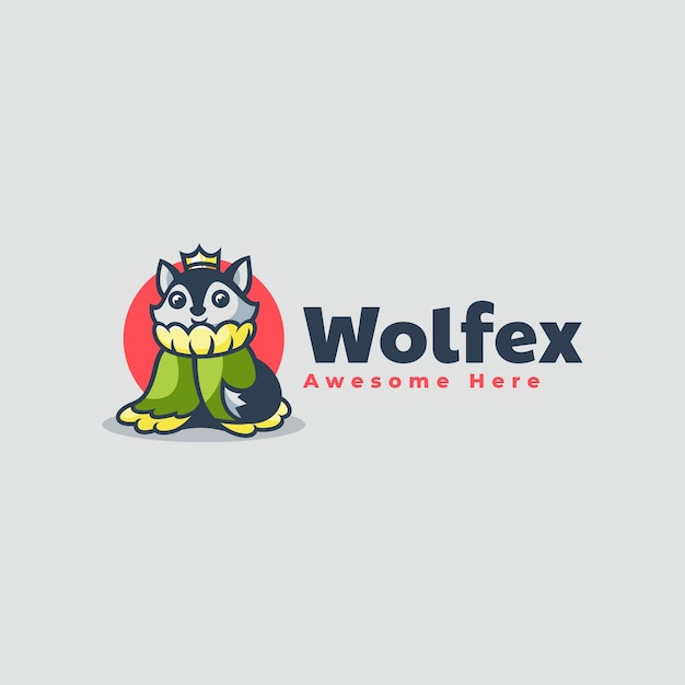 Vector logo illustration wolf mascot cartoon style