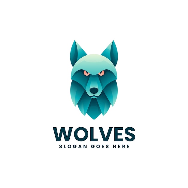 vector logo illustration wolves gradient colorful style