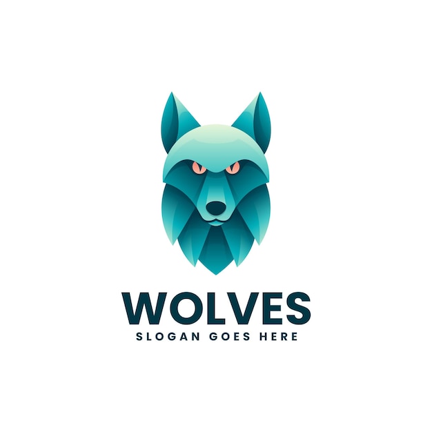 Vector Logo Illustration Wolves Gradient Colorful Style