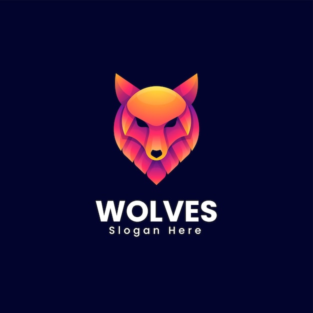vector logo illustration wolves gradient colorful style
