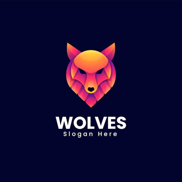 Vector Logo Illustration Wolves Gradient Colorful Style