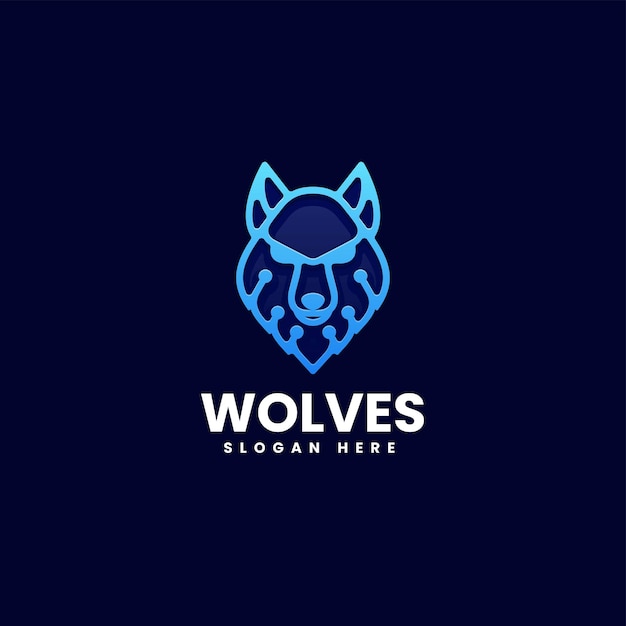 Vector Logo Illustration Wolves Gradient Line Art Style