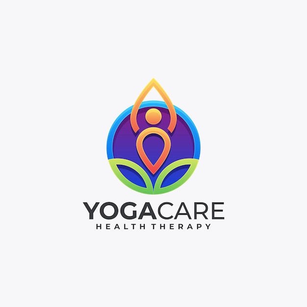 Vector logo illustration yoga care gradient colorful style