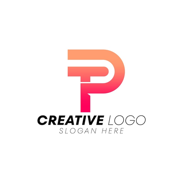 Vector logo of letters T P with colorful gradient concept design template