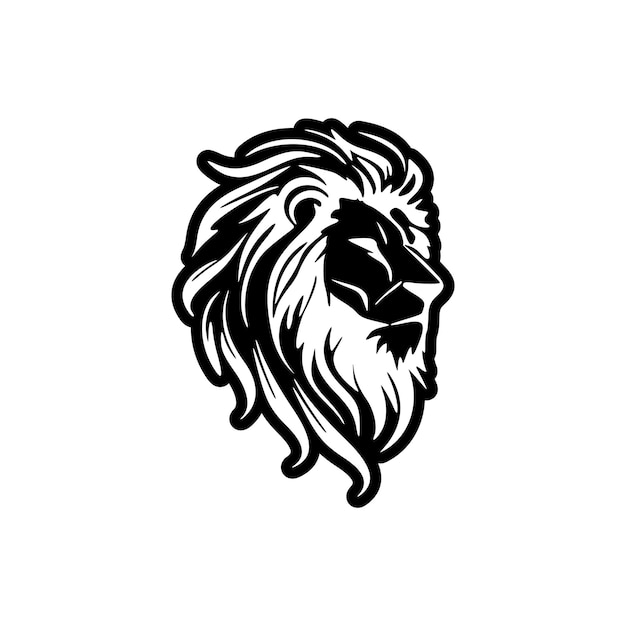 A vector logo of a lion with a simplistic black and white design