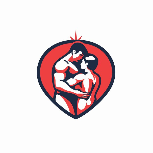 Vector logo of a man and woman hugging each other in a heart shape