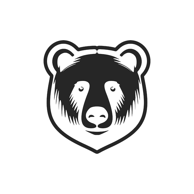 スタイリッシュな黒と白のクマのベクトルのロゴ