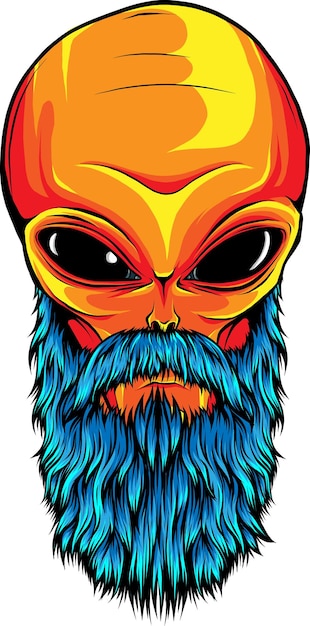 Vector vector logo ontwerp van alien met baard