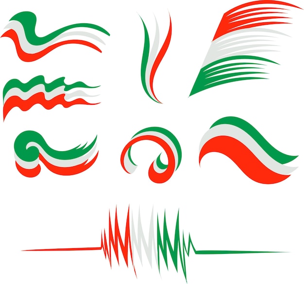 Vector logo set Italy flag icon Flat style